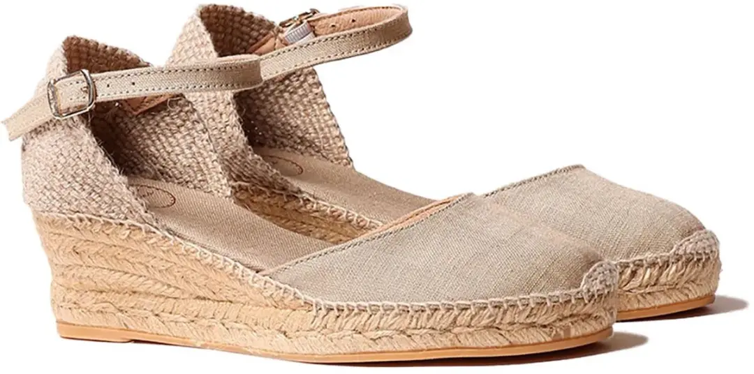 Espadrilles met middelhoge sleehak en striksluiting voor dames