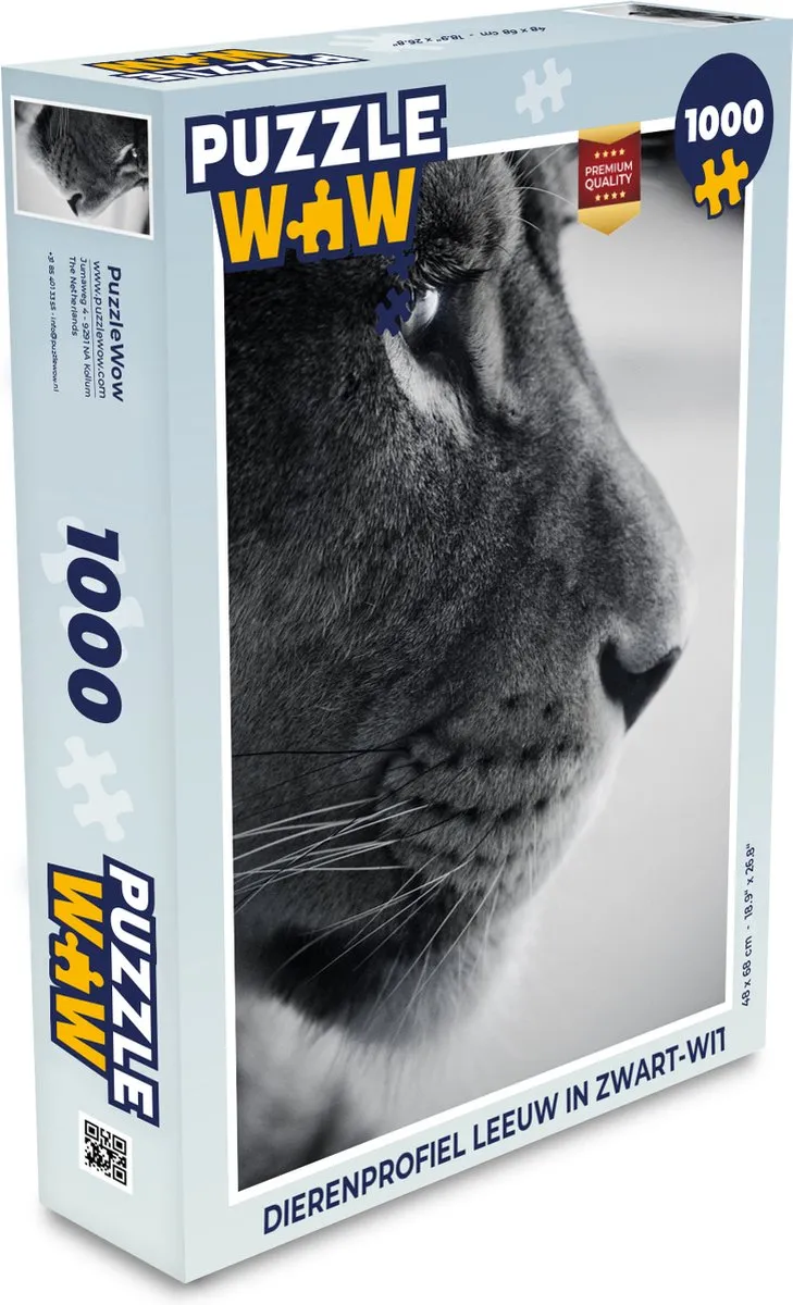 PuzzleWow Dierenprofiel Leeuw Legpuzzel 1000 Stuks