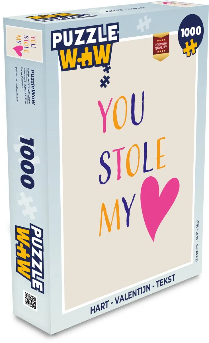 PuzzleWow Hart Tekst Legpuzzel 1000 Stuks
