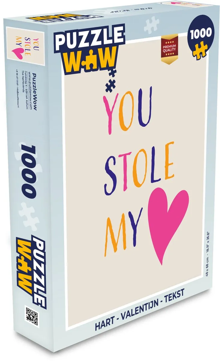 PuzzleWow Hart Tekst Legpuzzel 1000 Stuks