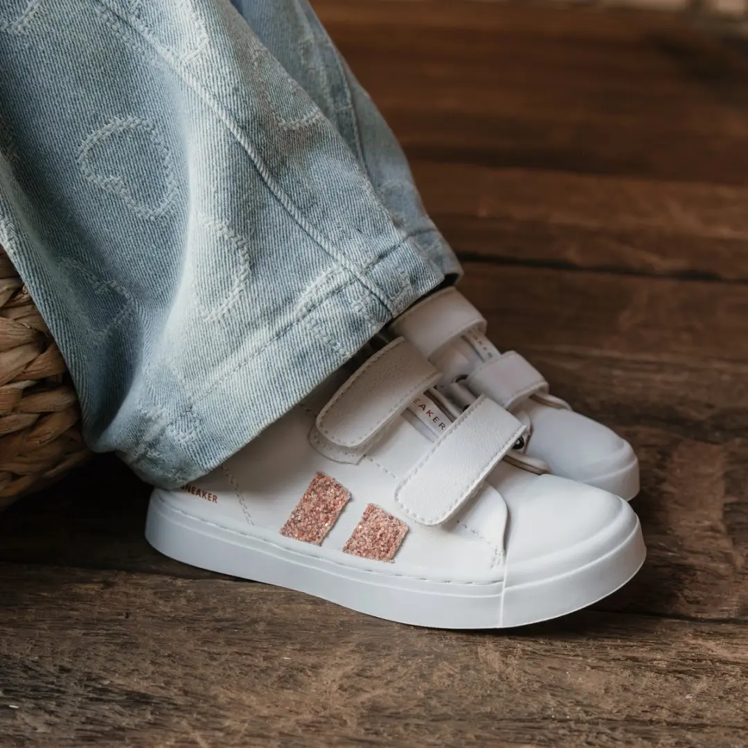 Shoesme Witte Sneaker Met Roze Glitters - Sneakers Kinderen - Meisjes - White Pink - Microfiber leer - Maat 30 - afbeelding 6 van 6