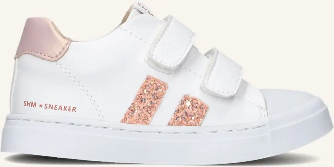 Shoesme Witte Sneaker Met Roze Glitters