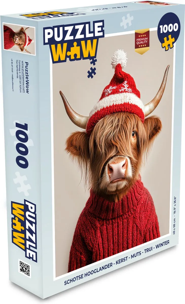 PuzzleWow Schotse Hooglander Kerst Legpuzzel 1000 Stuks - MPN 8721166826113