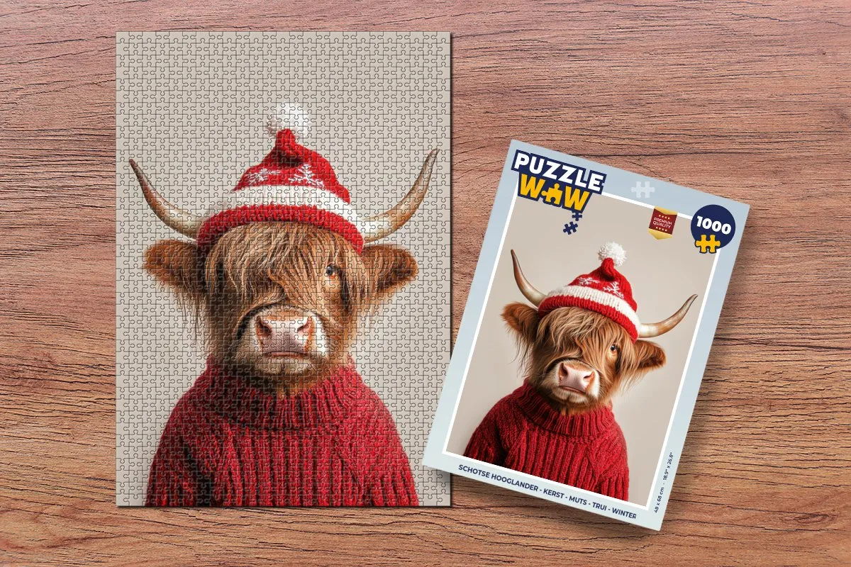 PuzzleWow Schotse Hooglander Kerst Legpuzzel 1000 Stuks - MPN 8721166826113