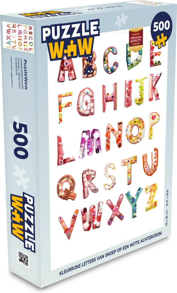 PuzzleWow Legpuzzel Kleurrijke Letters 500 Stuks