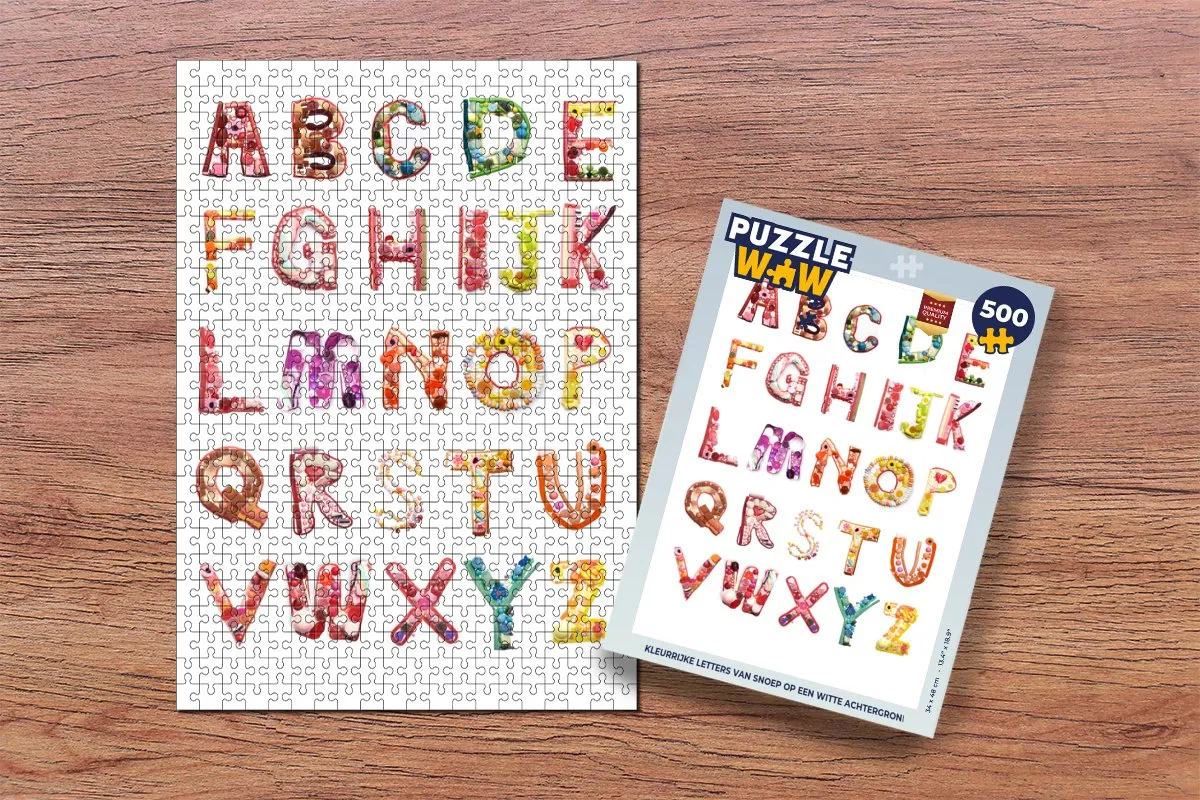 PuzzleWow Legpuzzel Kleurrijke Letters 500 Stuks - Multicolor