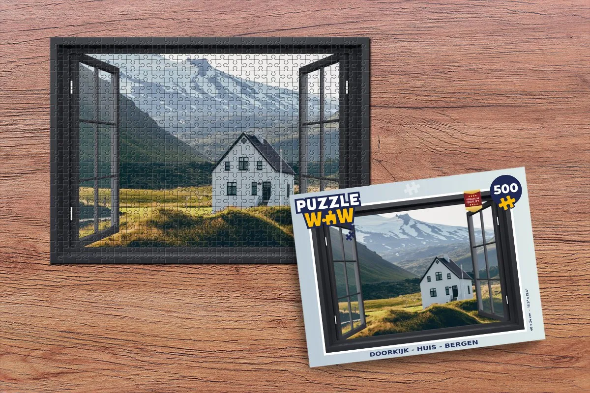 PuzzleWow Doorkijk Huis Berg Legpuzzel 500 Stuks - Multicolor