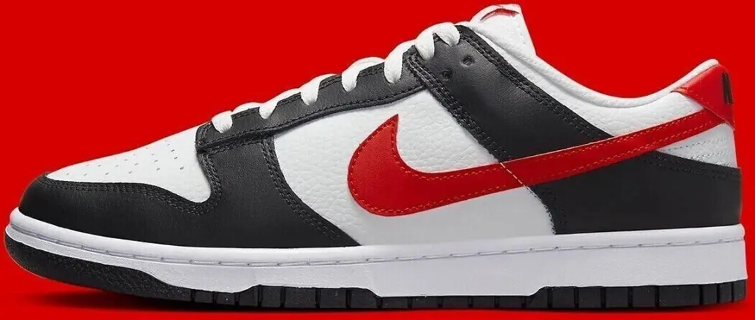 Nike Dunk Low Retro Sneaker FB3354-001 - Wit/Zwart/Rood - afbeelding 2 van 6