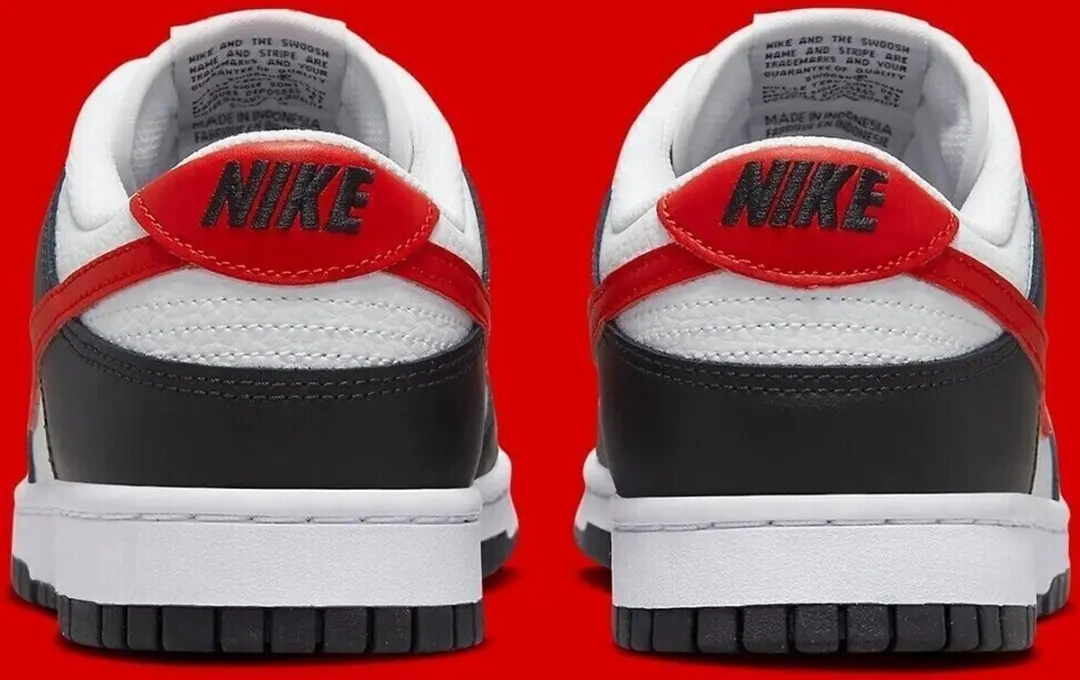 Nike Dunk Low Retro Sneaker FB3354-001 - Wit/Zwart/Rood - afbeelding 6 van 6