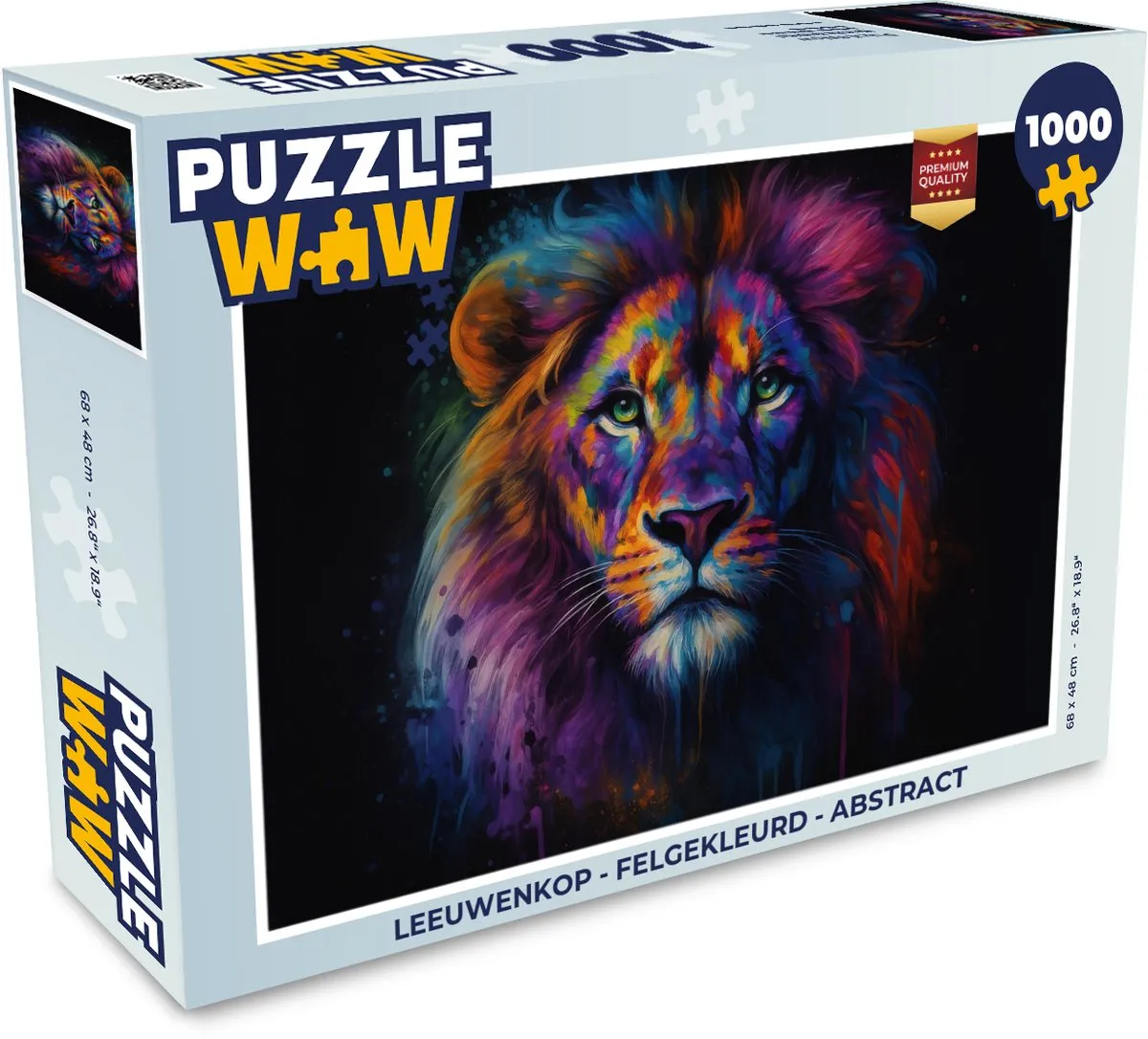 PuzzleWow Leeuwenkop Legpuzzel 1000 Stuks - Felgekleurd