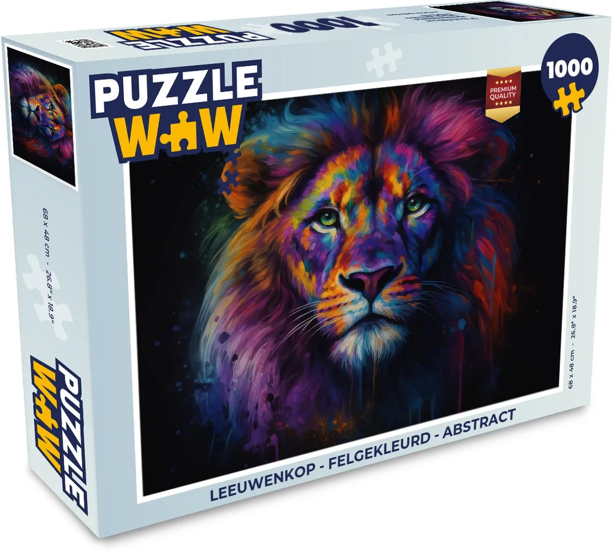 PuzzleWow Leeuwenkop Legpuzzel 1000 Stuks - Felgekleurd