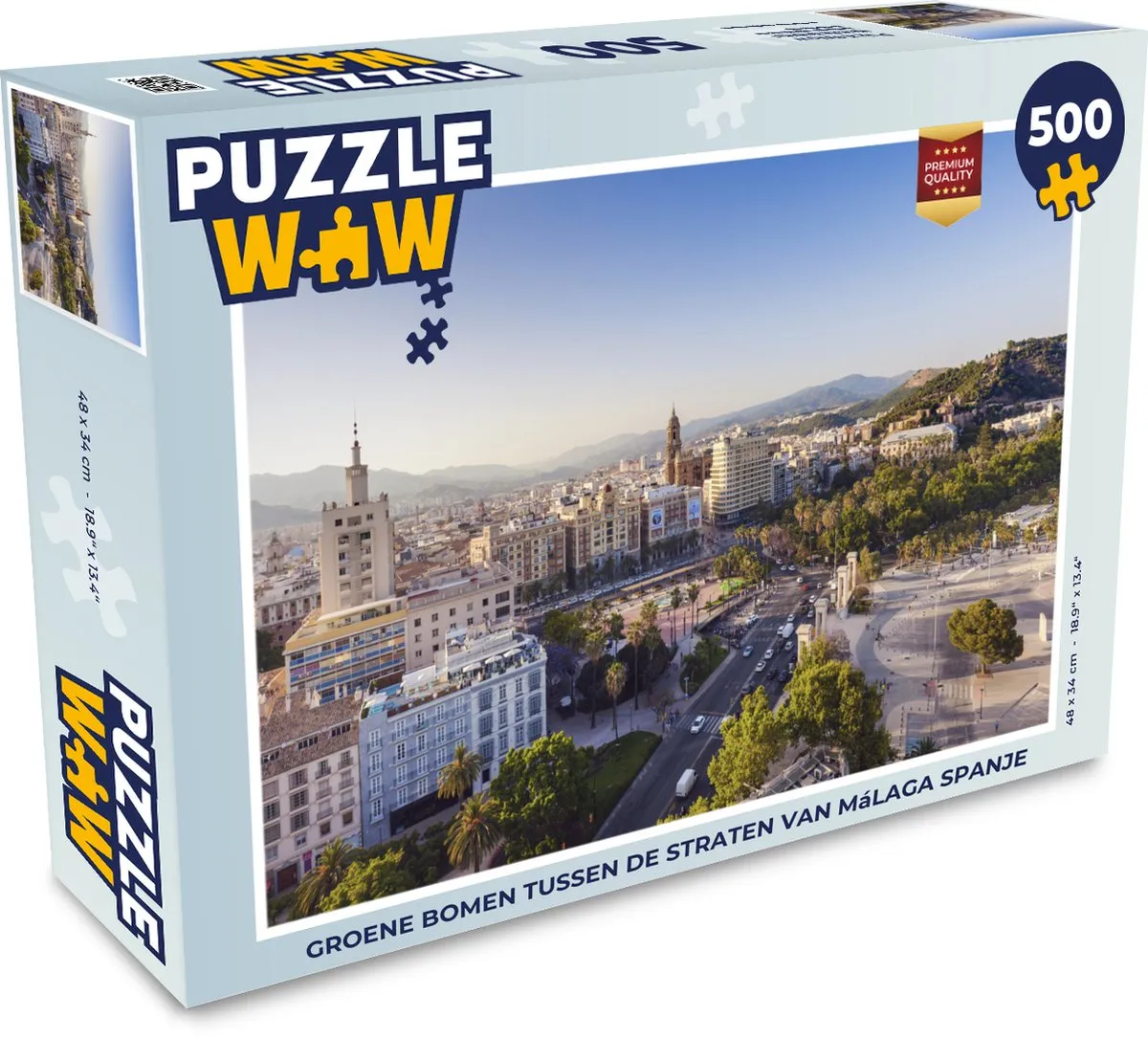PuzzleWow Legpuzzel Málaga Spanje 500 Stuks - Multicolor