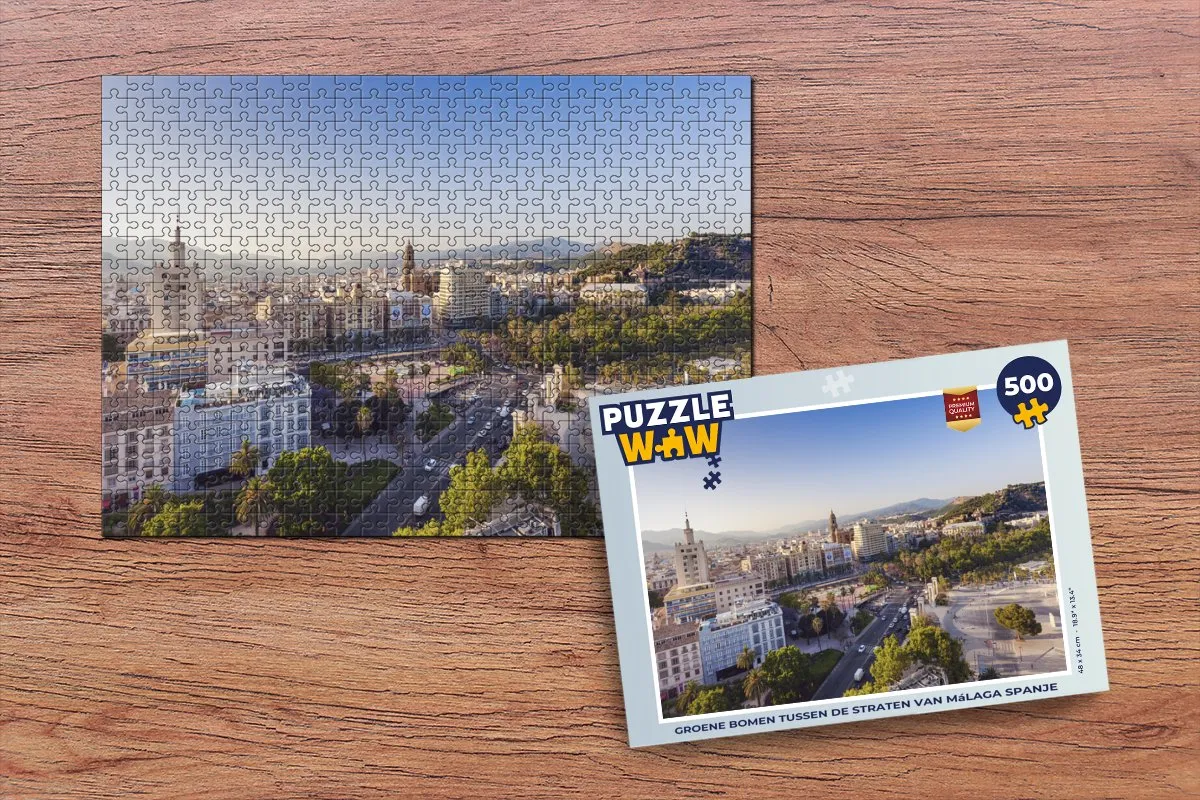 PuzzleWow Legpuzzel Málaga Spanje 500 Stuks - Multicolor