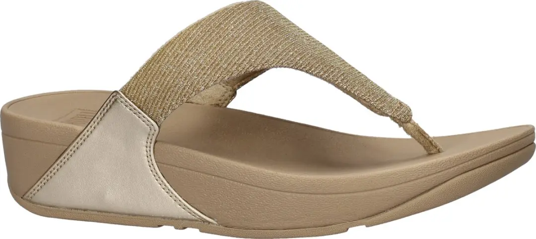 FitFlop Lulu Shimmerlux Toepost Teenslippers - 36 - Goud/Beige - afbeelding 2 van 6