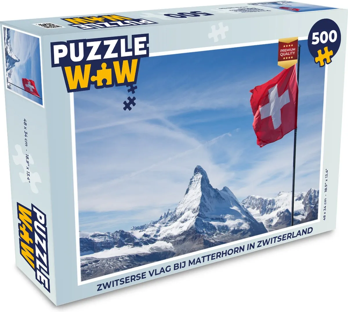 PuzzleWow Zwitserse Vlag Matterhorn Legpuzzel 500 Stuks - Multicolor