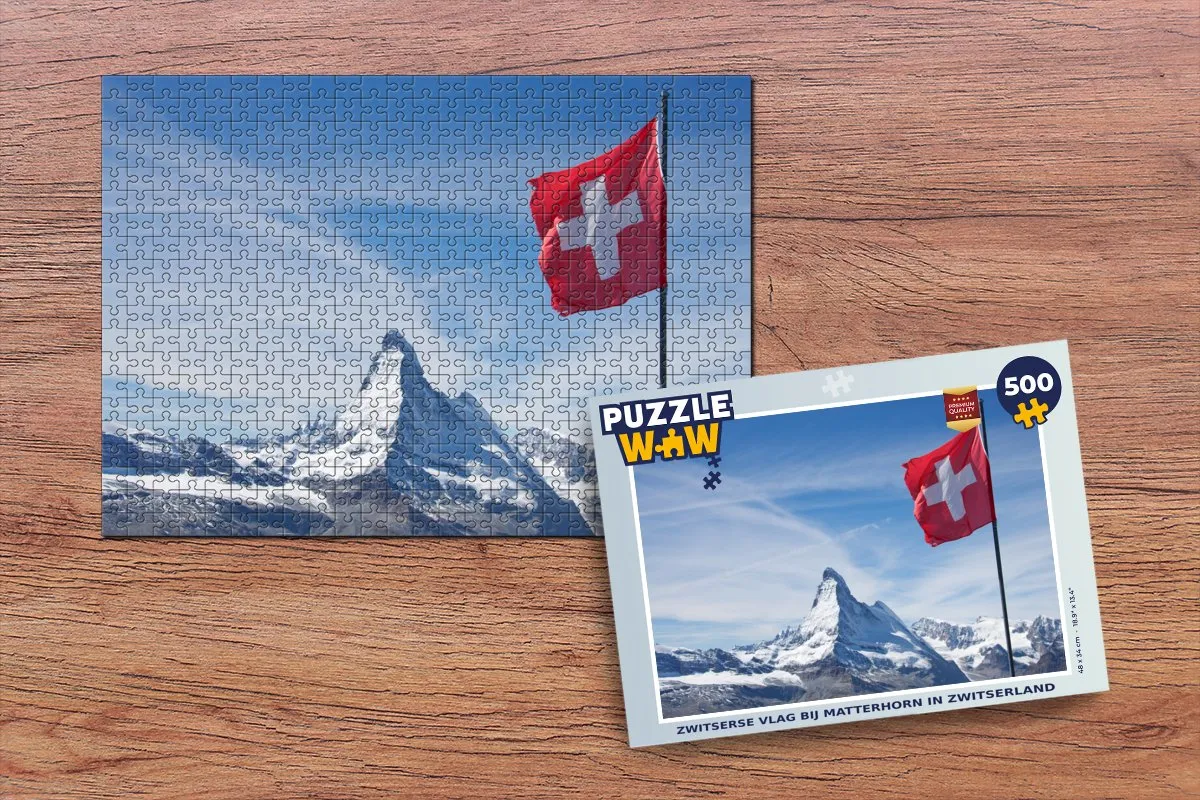 PuzzleWow Zwitserse Vlag Matterhorn Legpuzzel 500 Stuks - Multicolor