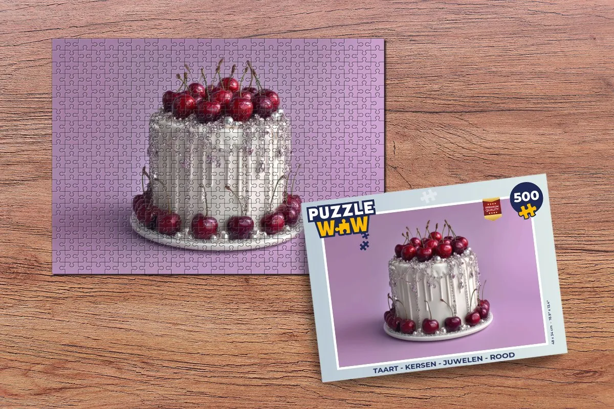 PuzzleWow Taart Kersen Juwelen Legpuzzel 500 Stuks - Rood