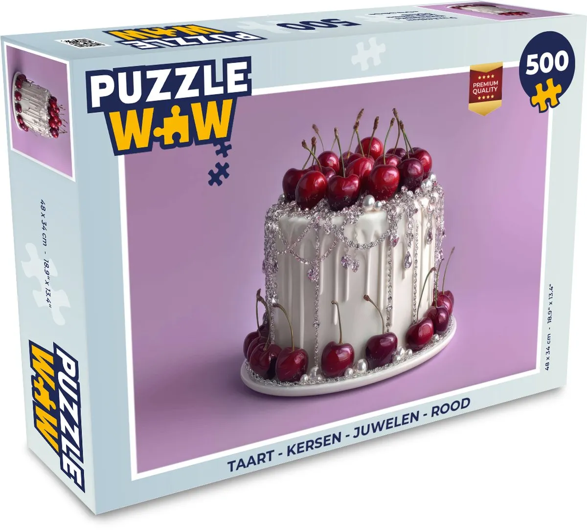 PuzzleWow Taart Kersen Juwelen Legpuzzel 500 Stuks - Rood