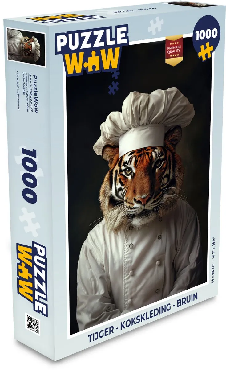 PuzzleWow Tijger Kokskleding Legpuzzel 1000 Stuks - Bruin