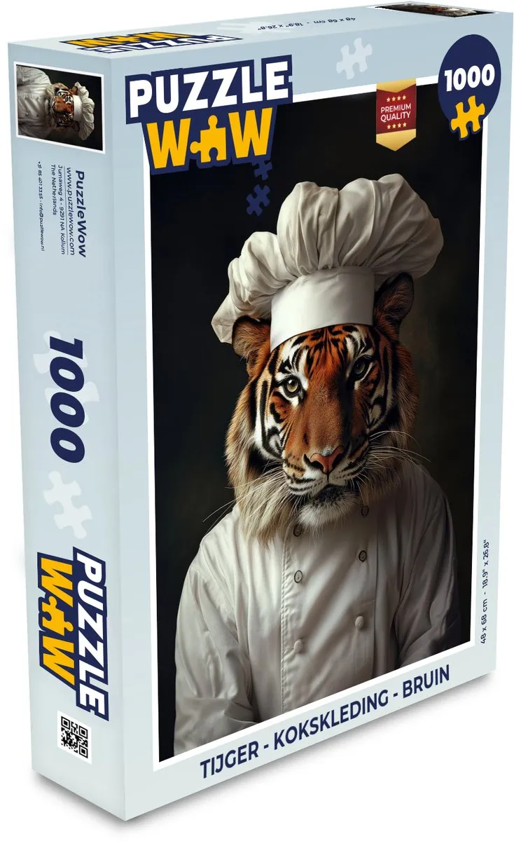 PuzzleWow Tijger Kokskleding Legpuzzel 1000 Stuks - Bruin