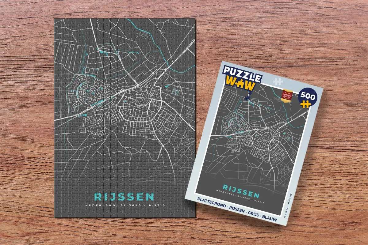 PuzzleWow Rijssen Plattegrond Legpuzzel 500 Stuks - Multicolor