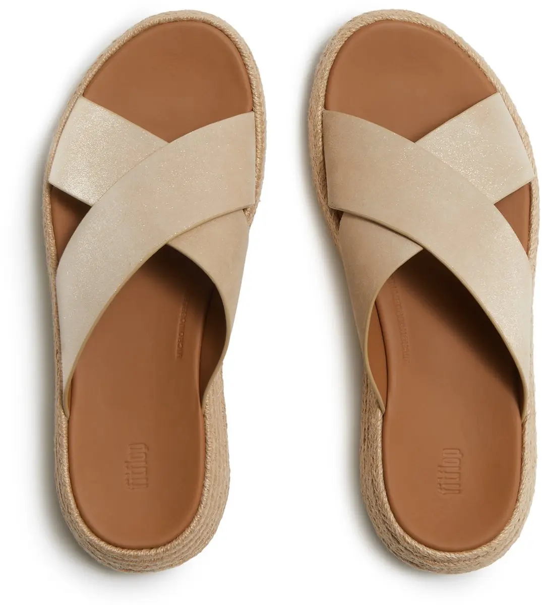 FitFlop F-Mode Espadrille Shimmersuede Cross Slides Dames Slippers