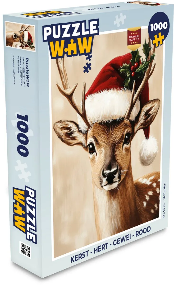 PuzzleWow Kerst Hert Gewei Puzzle 1000 Stuks