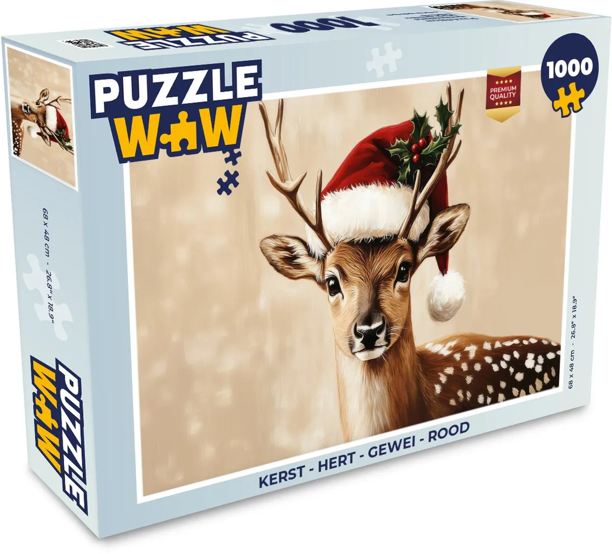 PuzzleWow Kerst Hert Gewei Puzzle 1000 Stuks - Rood