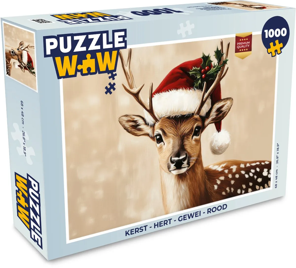 PuzzleWow Kerst Hert Gewei Puzzle 1000 Stuks - Rood