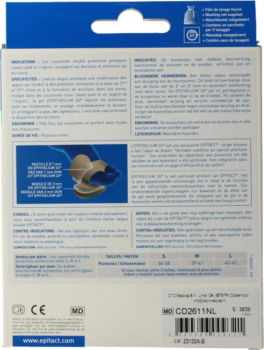 Epitact Voetzoolkussentjes Hallux Valgus Maat S Wit
