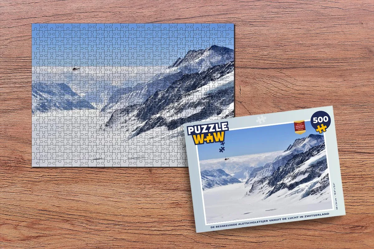PuzzleWow Legpuzzel De Besneeuwde Aletschgletsjer 500 Stuks - Multicolor