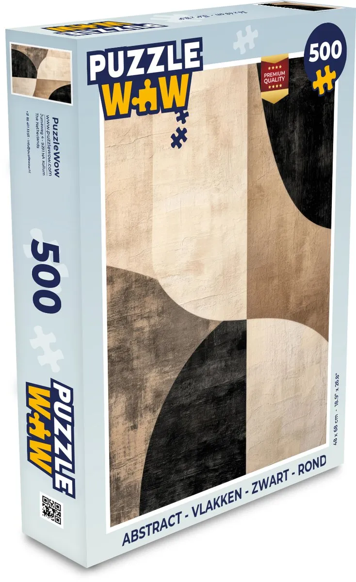 PuzzleWow Abstract Puzzel 500 Stuks - Zwart - Rond