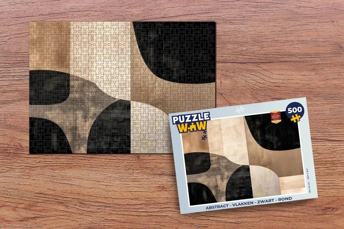 PuzzleWow Abstract Puzzel 500 Stuks - Zwart - Rond