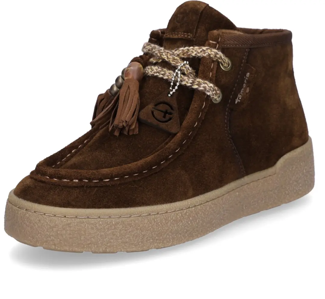 Tamaris dames leren hoge sneaker 1-25406-47-311 voor vrouwen, boho-stijl, bruin