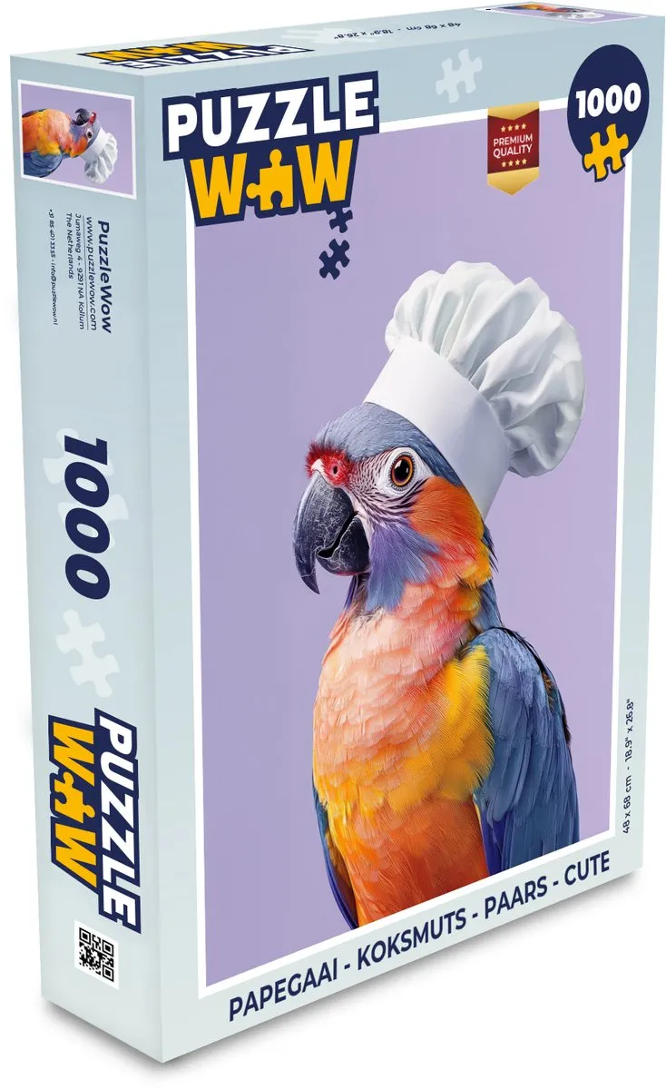 PuzzleWow Papegaai Koksmuts Legpuzzel 1000 Stuks - Paars