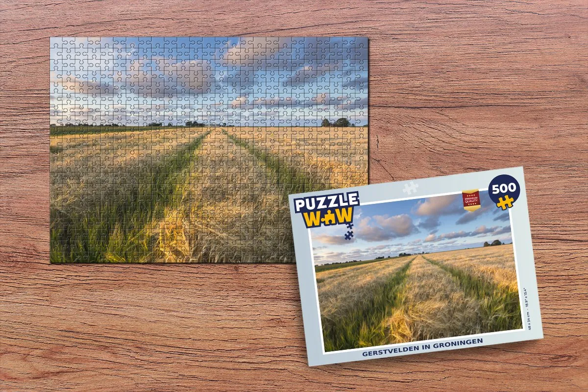PuzzleWow Gerstvelden in Groningen Legpuzzel 500 Stuks - Multicolor