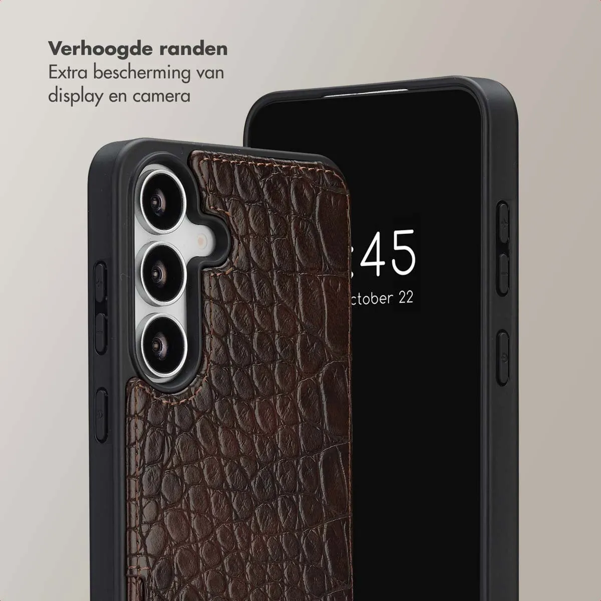 Selencia Croco Backcover Hoesje Samsung Galaxy S25 FE - Donkerbruin