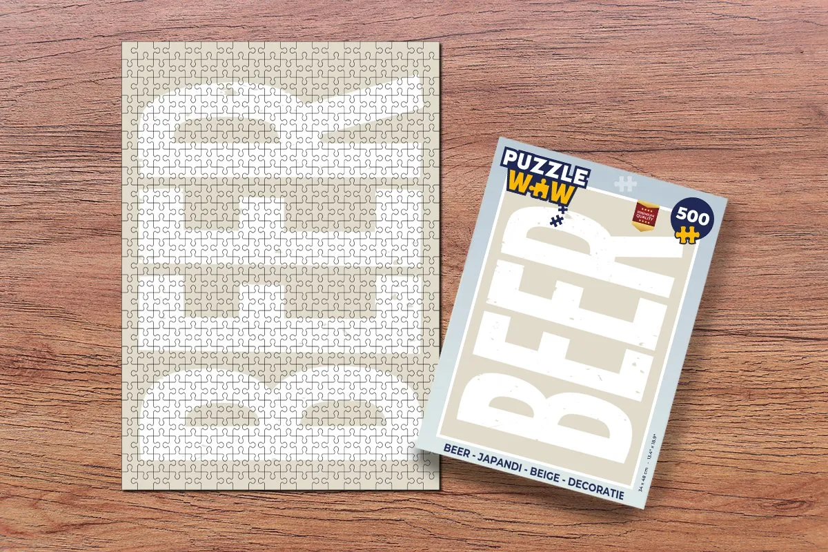 PuzzleWow Japandi Beer Legpuzzel 500 Stuks - Beige