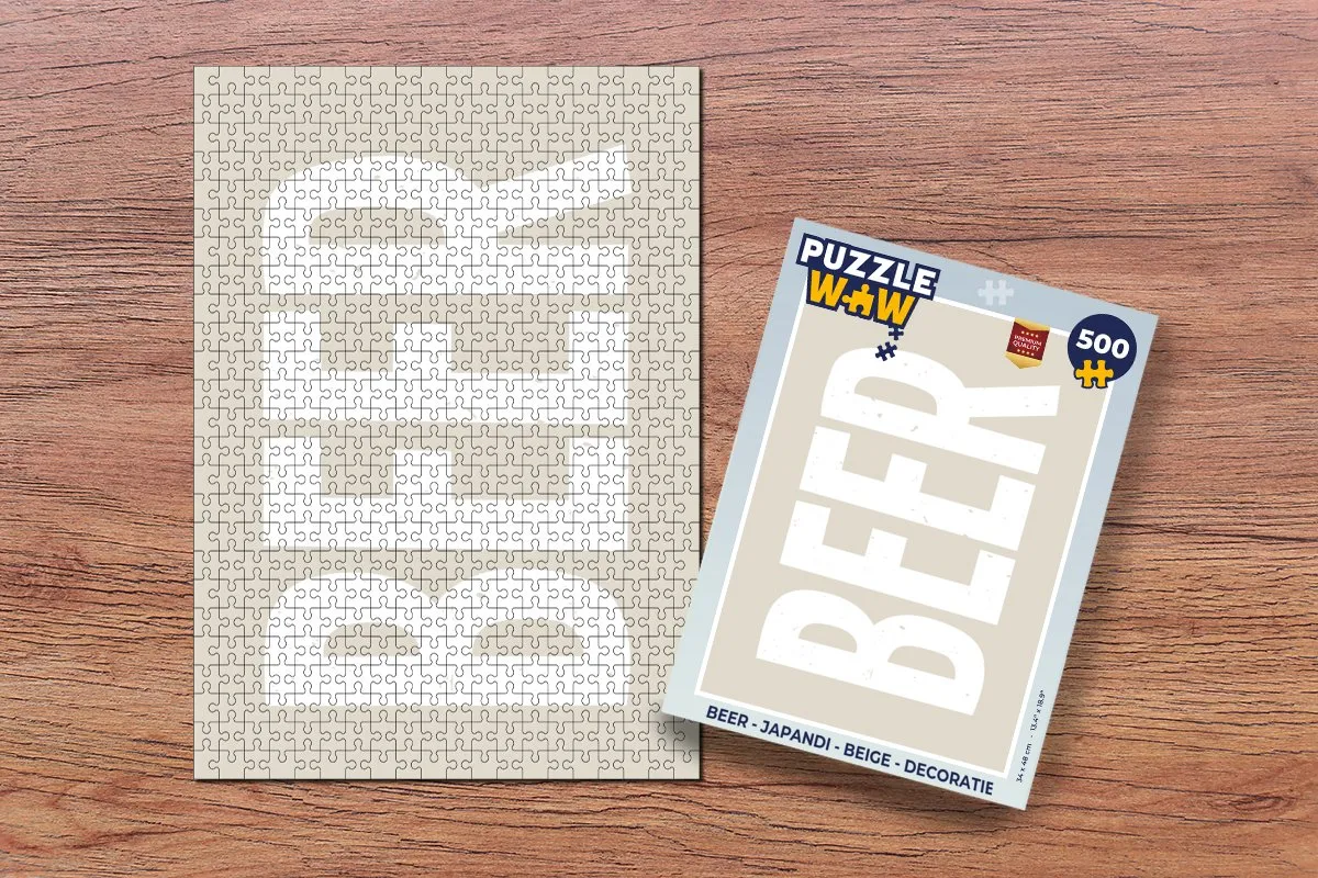 PuzzleWow Japandi Beer Legpuzzel 500 Stuks - Beige