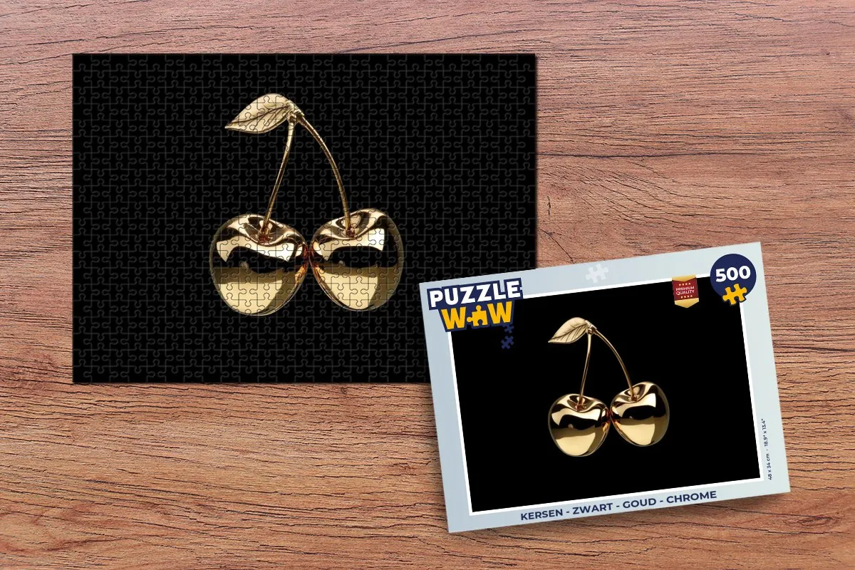 PuzzleWow Kersen Legpuzzel 500 Stuks - Zwart/Goud/Chrome