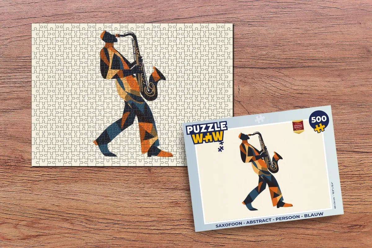 PuzzleWow Saxofoon Abstract Legpuzzel 500 Stuks - Blauw