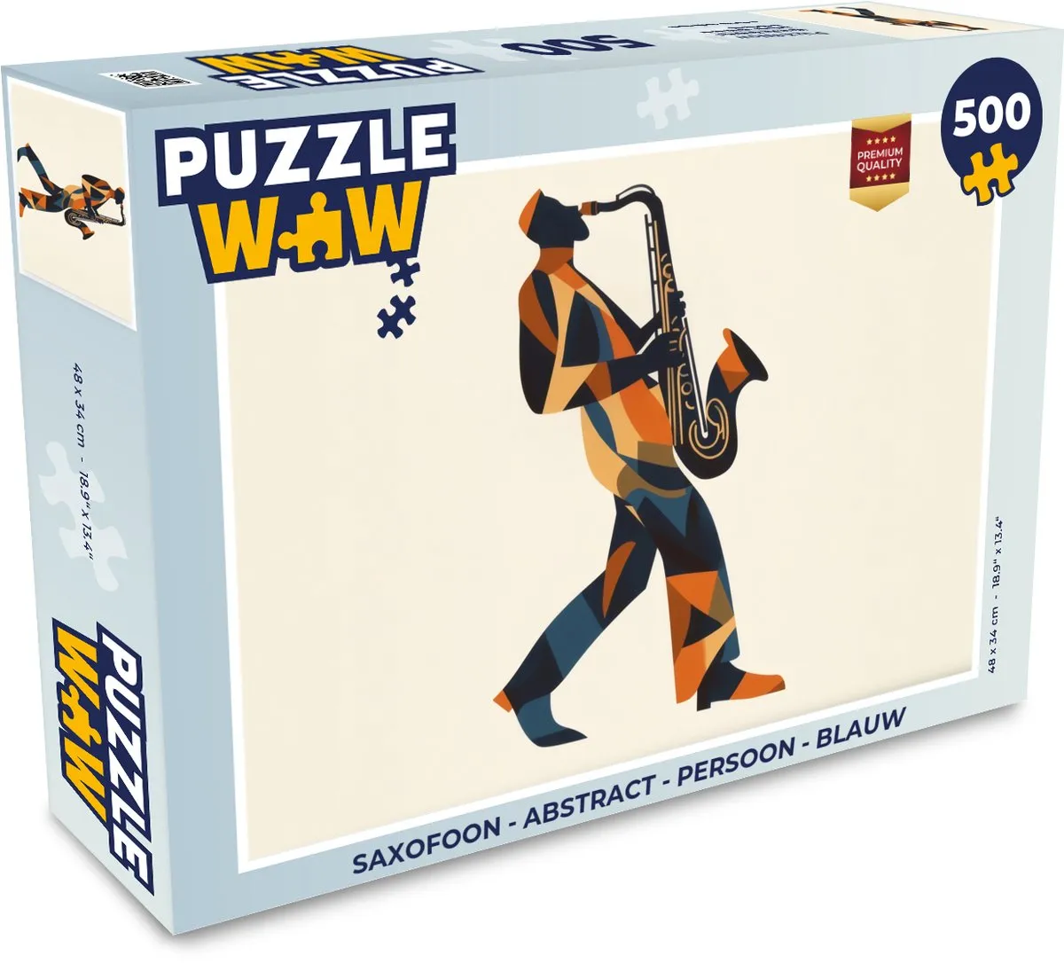PuzzleWow Saxofoon Abstract Legpuzzel 500 Stuks - Blauw
