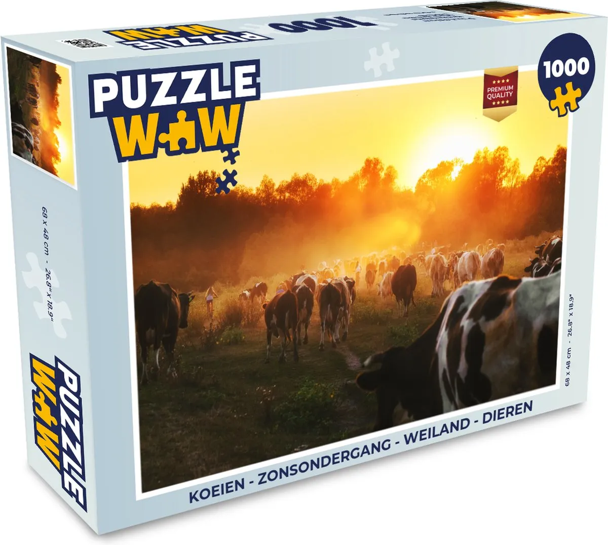PuzzleWow Koeien Zonsondergang Legpuzzel 1000 Stuks - Multicolor