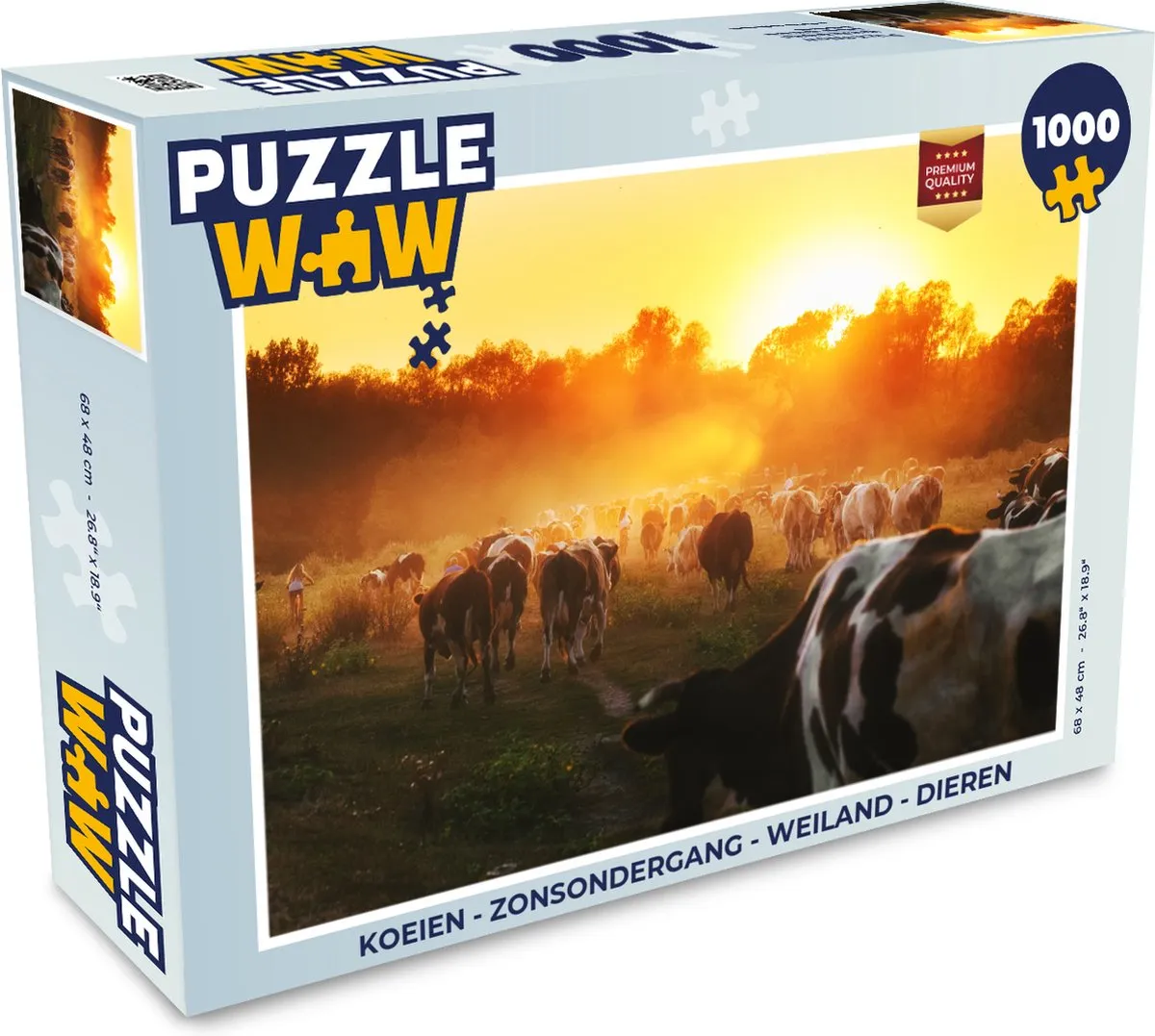 PuzzleWow Koeien Zonsondergang Legpuzzel 1000 Stuks - Multicolor