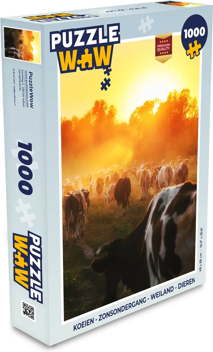PuzzleWow Koeien Zonsondergang Legpuzzel 1000 Stuks