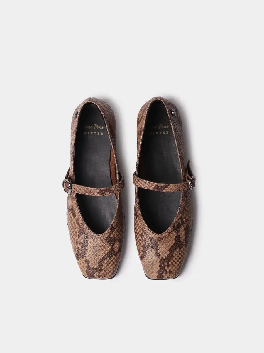 Dames Mary Janes van leer met slangenprint