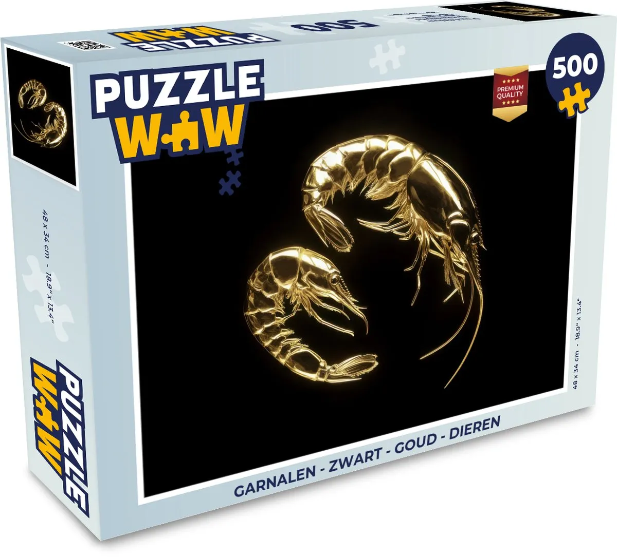 PuzzleWow Garnalen Legpuzzel 500 Stuks - Zwart/Goud