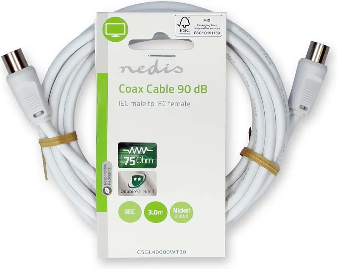 Nedis Coaxkabel CSGL40000WT30 - 3m - 75 Ohm - Wit