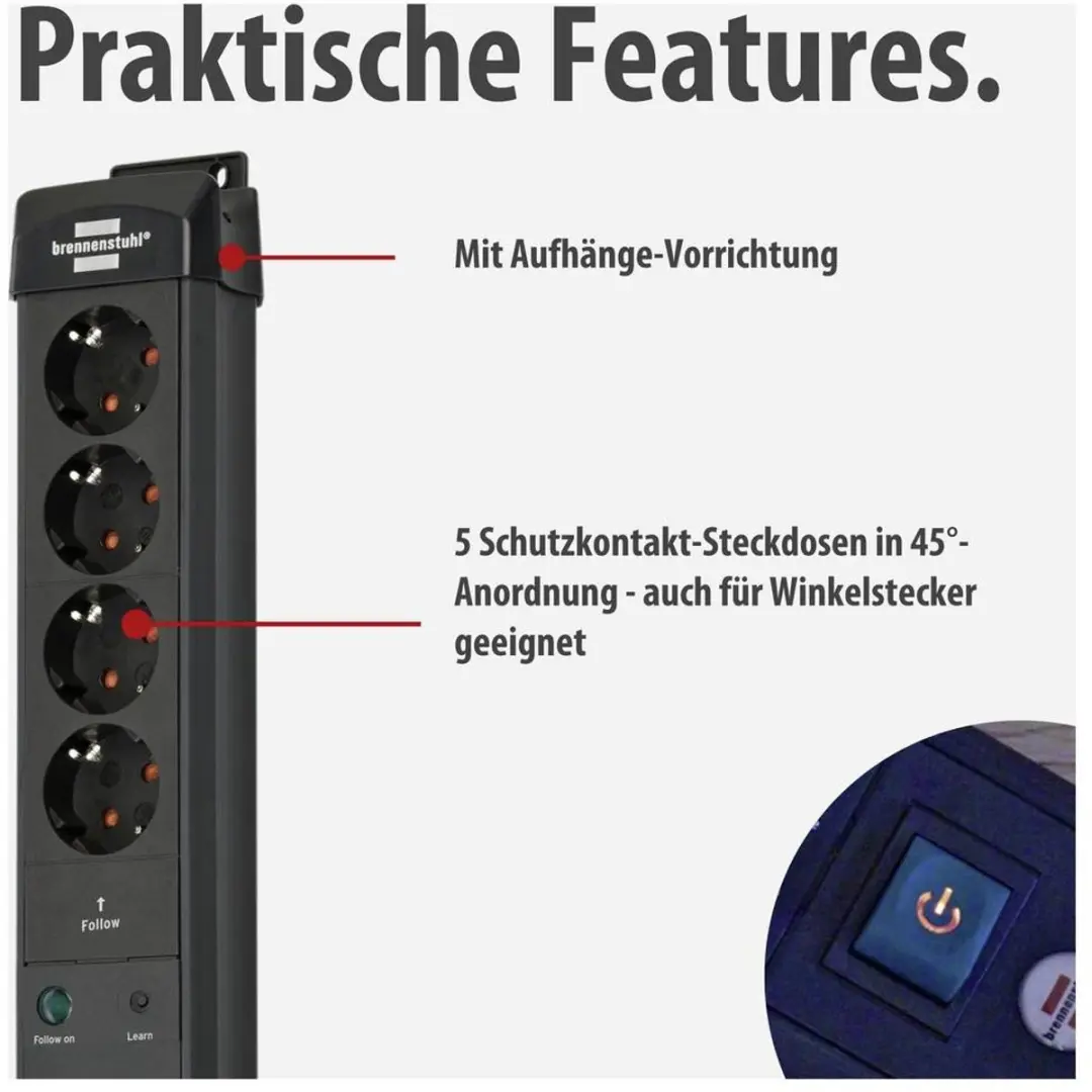 Brennenstuhl Premium-Line Overspanningsbeveiliging 5-voudig - 3m
