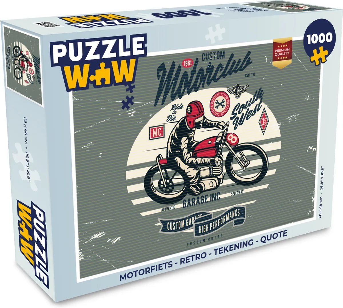 PuzzleWow Motorfiets Retro Legpuzzel 1000 Stuks - Multicolor